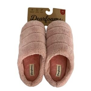 Dearfoams Womens Memory Foam Slippers Pale Mauve Quilted Plush Size‎ M 7-8 NWT